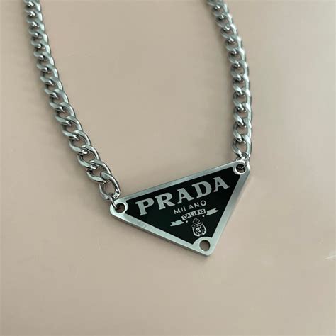 prada resin chain necklace|Prada necklace triangle price.